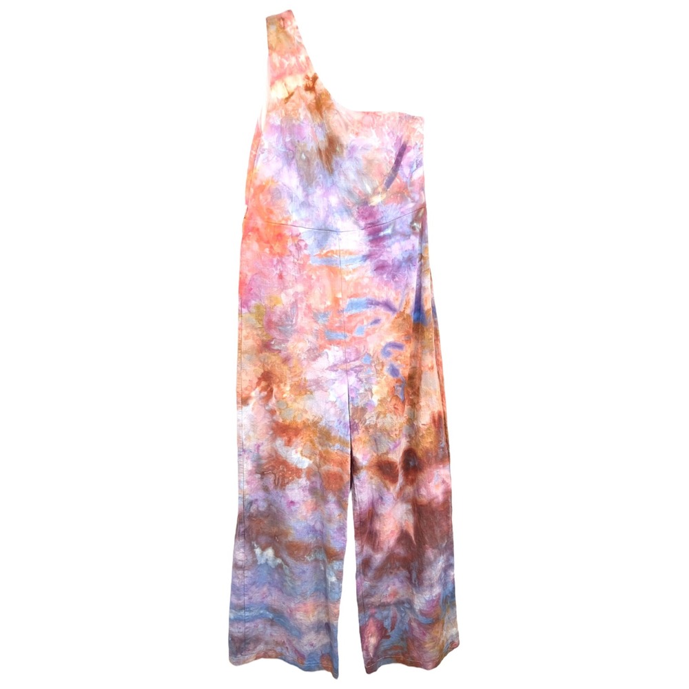 Princess Polly Size 0 Jumpsuit Handmade Tie‎ Dye One Shoulder Wide Leg 988